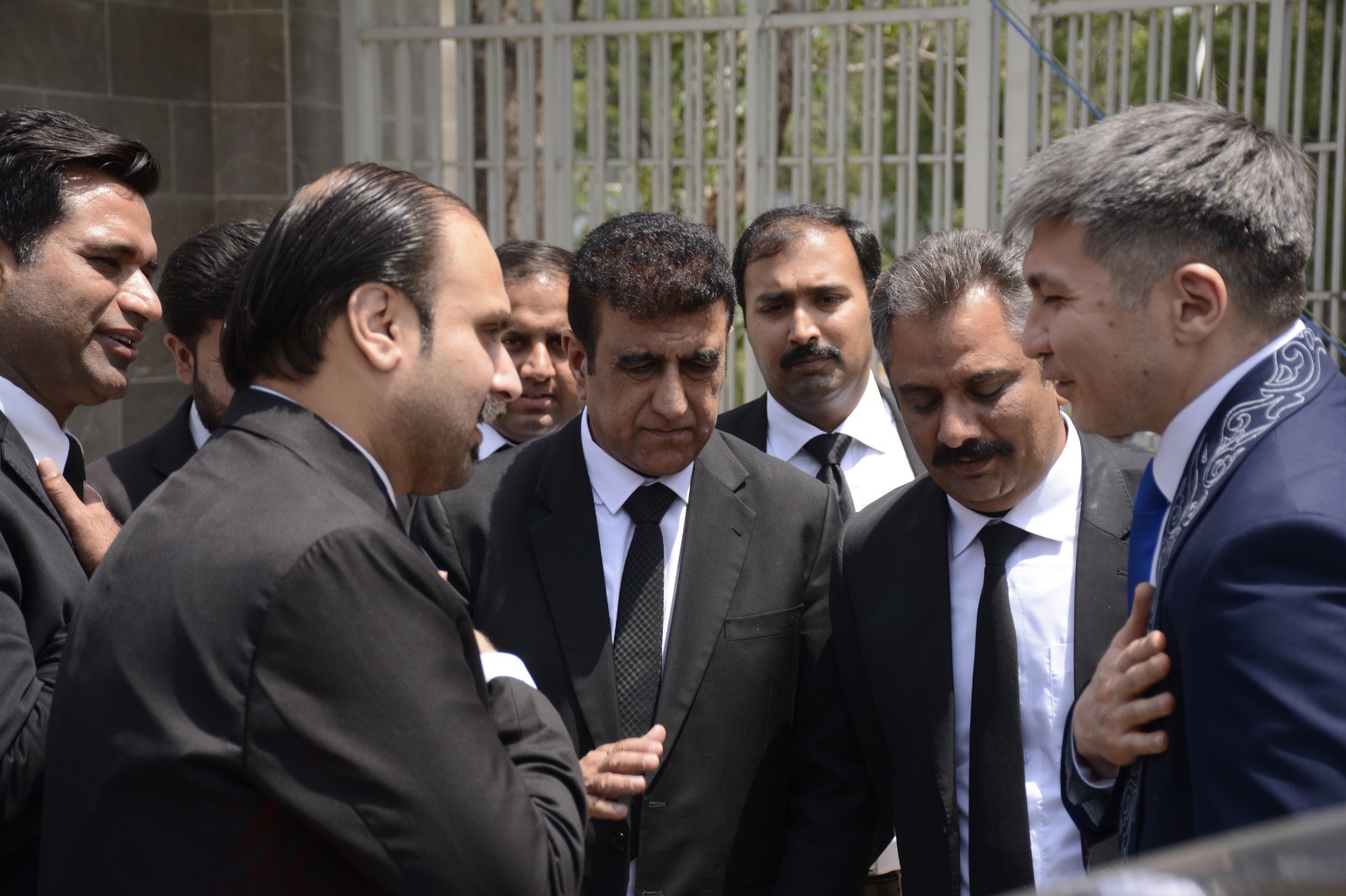 Zaildar Ahsan Shah, talking to the media